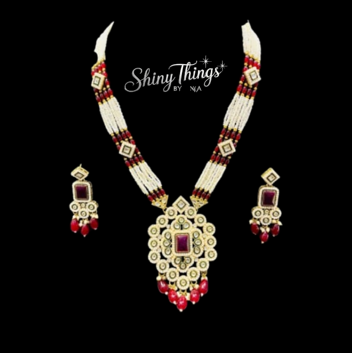 Royal Maroon Bloom Kundan Necklace